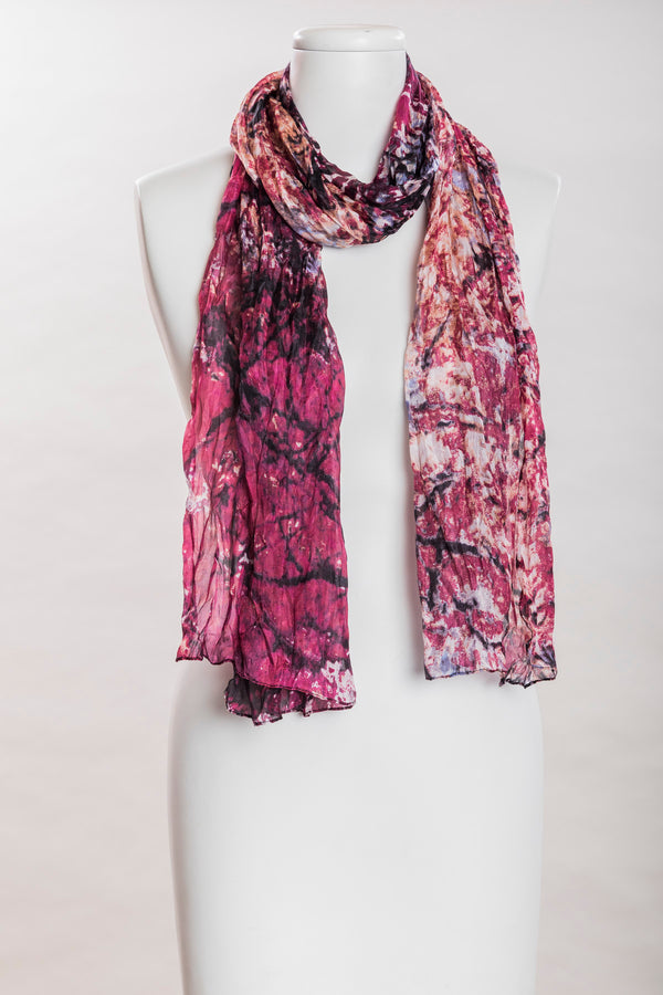 Digital Forest Print Silk Scarf (SE-0142_Black)